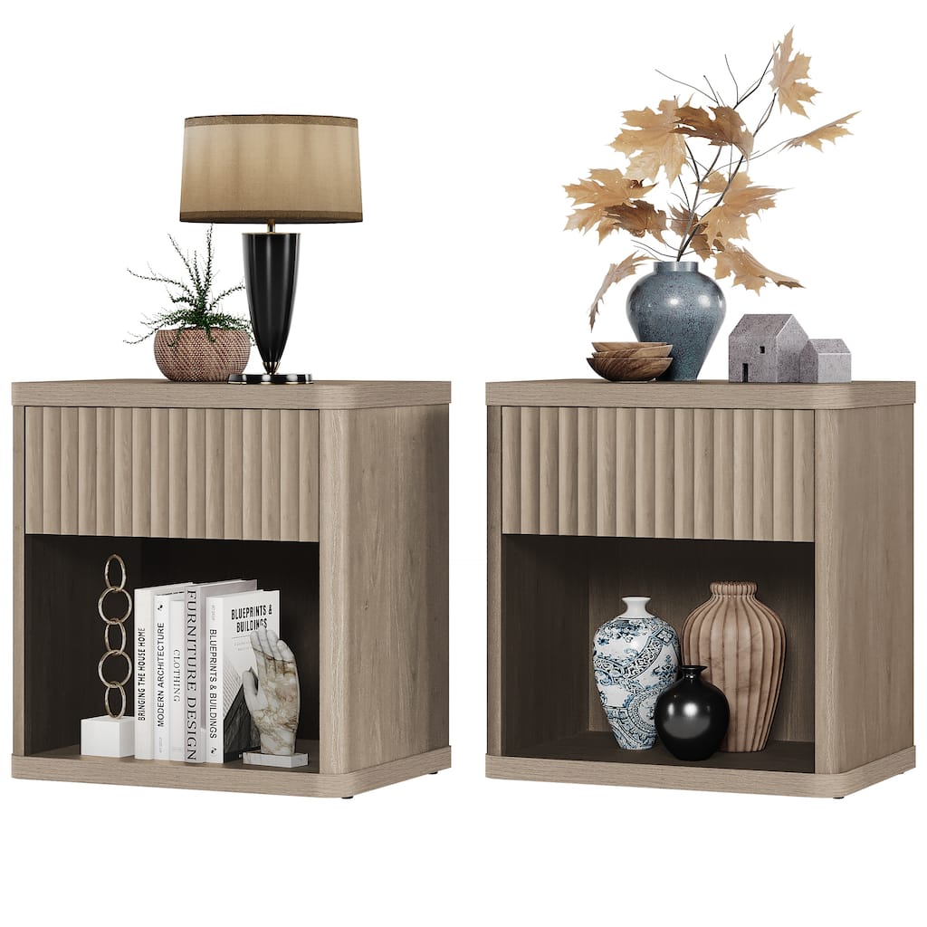 SICOTAS Nightstand with 1 Drawer and Open Storage