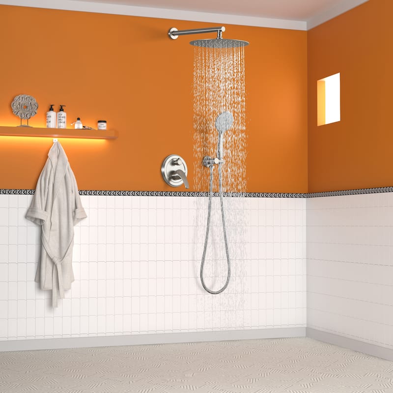 5-Spray Patterns with 9/10/12-in Wall Mount Dual Shower Heads