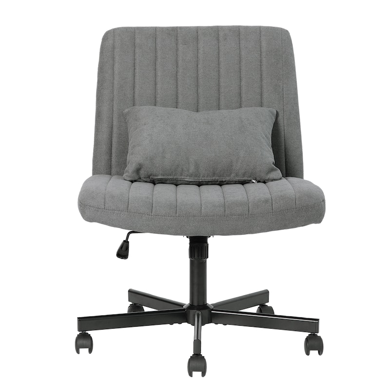 Modern Criss Cross Adjustable Armless Office Chair - Ideal for Home Office, Meditation & Makeup - Dark Grey