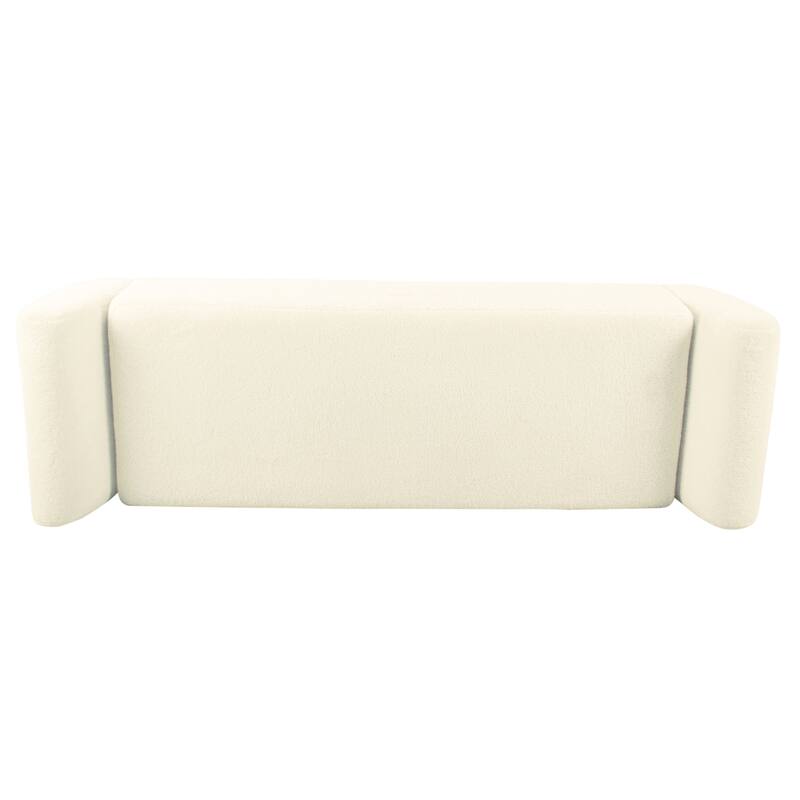 HomePop Modern Sherpa Storage Bench with Wood Legs - Cream