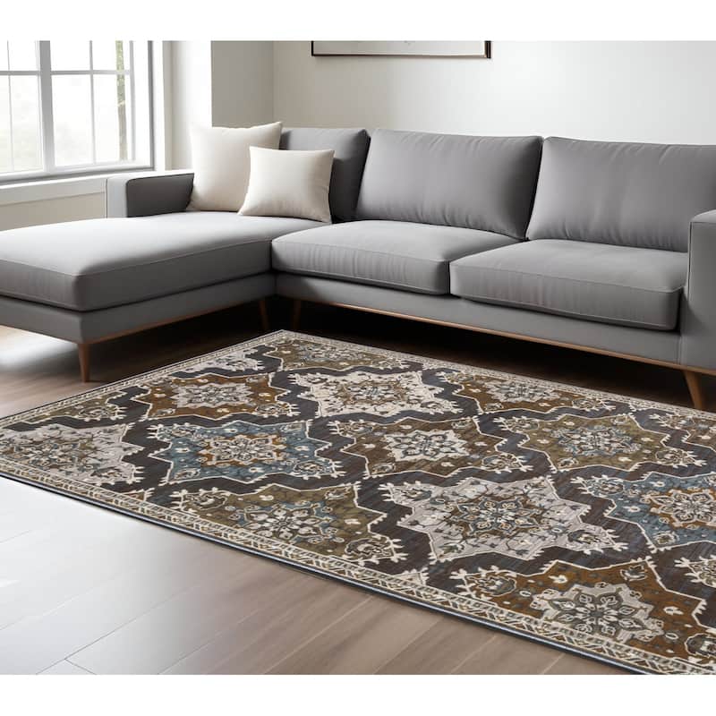 HomeRootsMedallion Traditional Rectangle Area Rug - 116.54' X '78.74' X '0.39
