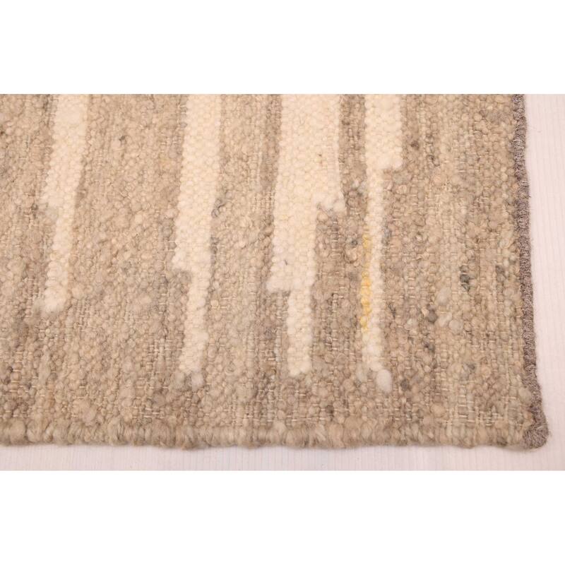 ECARPETGALLERY Flat-Weave Marrakech Taupe Wool Kilim - 5'2 x 7'11