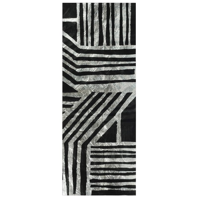 "Nokomis B" Abstract Wall Art Printed on Tempered Glass & Silver Leaf