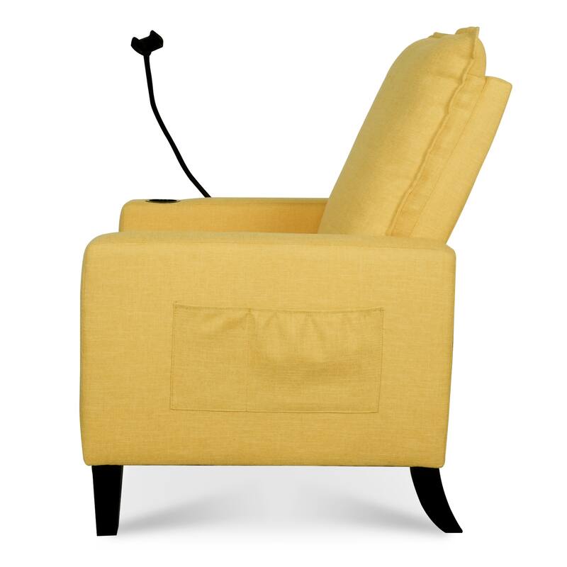 Polyester Recliner Chair with Phone Holder and Cup Holder, 3-Position Recline, 220lb Capacity