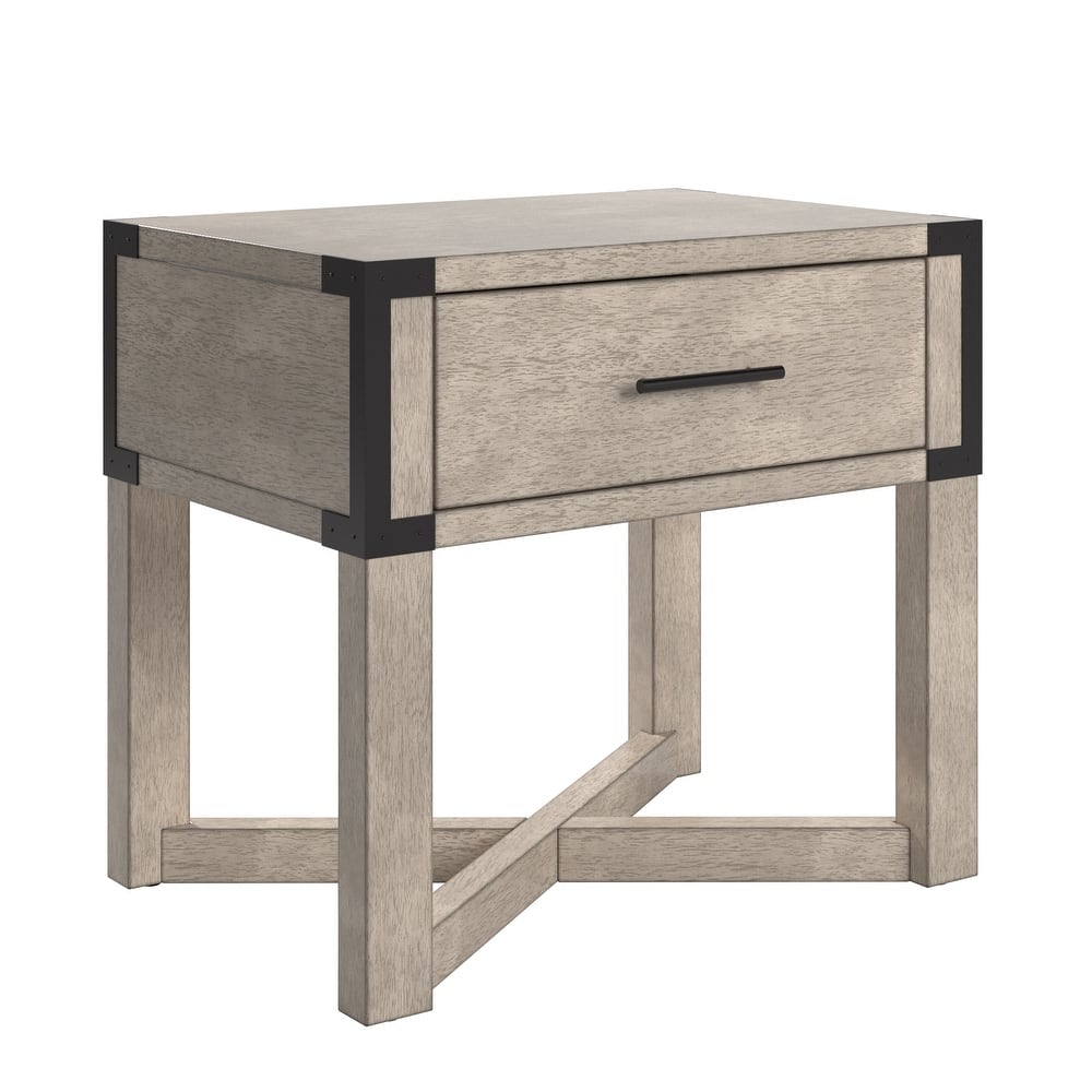Mendocino Wood Finish X-Base End Table with Drawer by iNSPIRE Q Classic