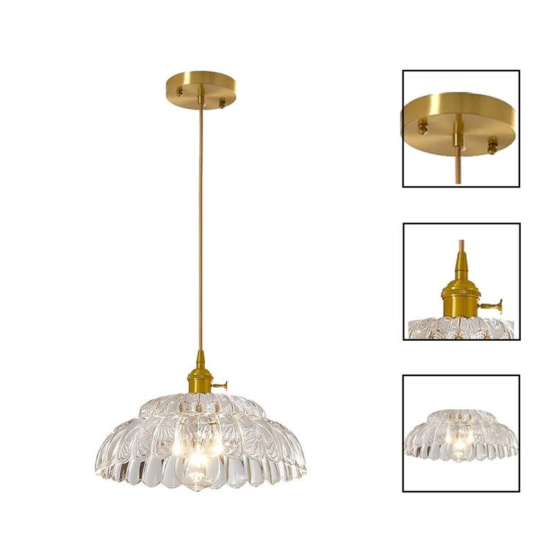 11.8” Hanging lights gold light fixture glass lamp vintage