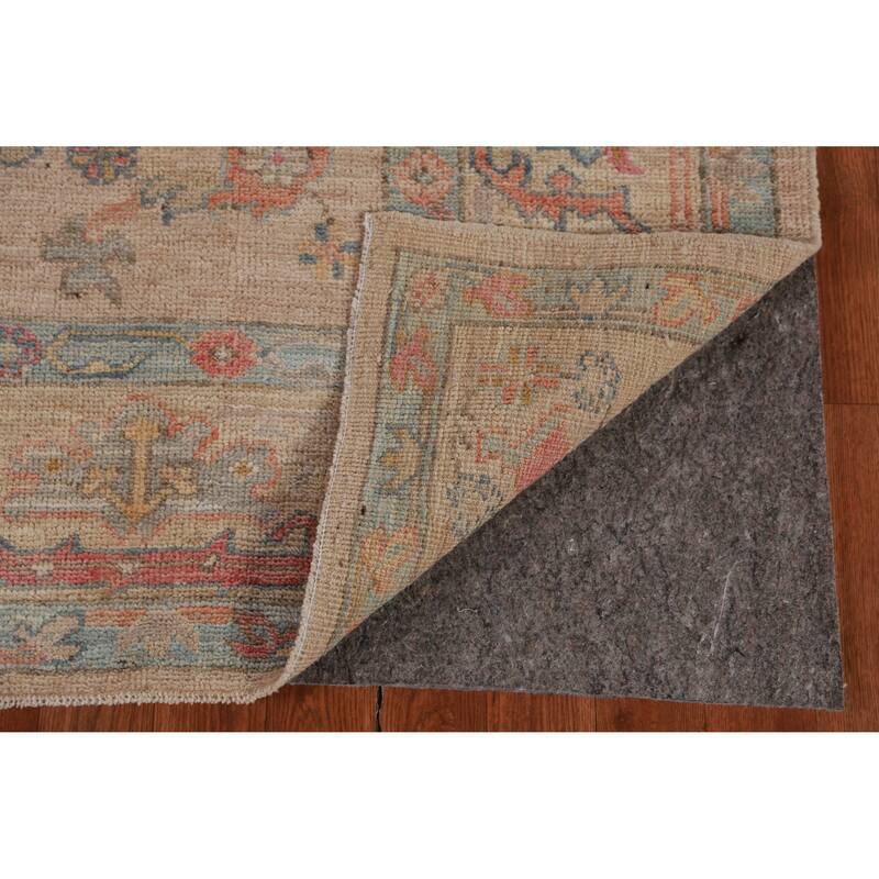 Hand Knotted Oriental 100% Wool Carpet Transitional All-Over Peach Oushak Area Rug - 8' 10'' X 6' 3''
