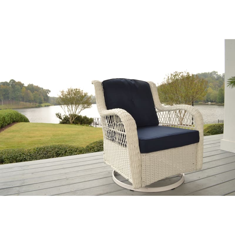 Rio Vista Outdoor Wicker Swivel Glider Chair with Cushions