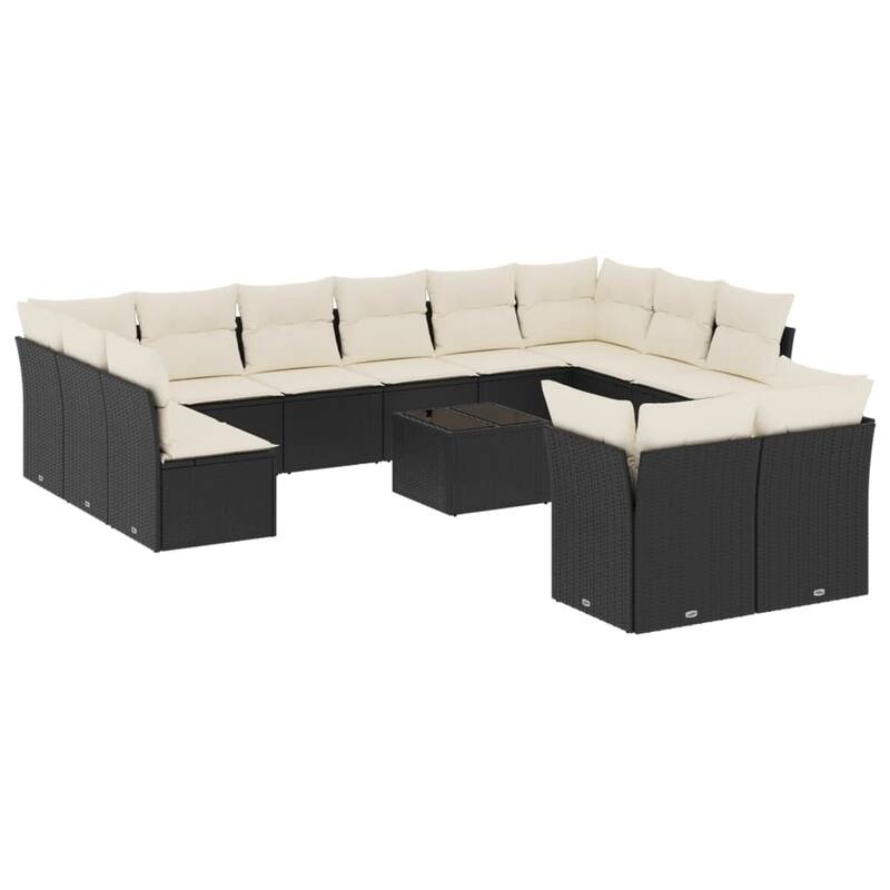 vidaXL Garden Sofa Set Black, Cream White - 21.7 x 21.7 x 14.6