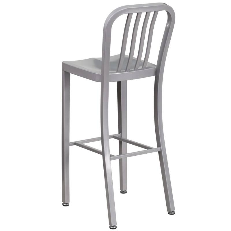 30'' High Metal Indoor-Outdoor Barstool with Vertical Slat Back