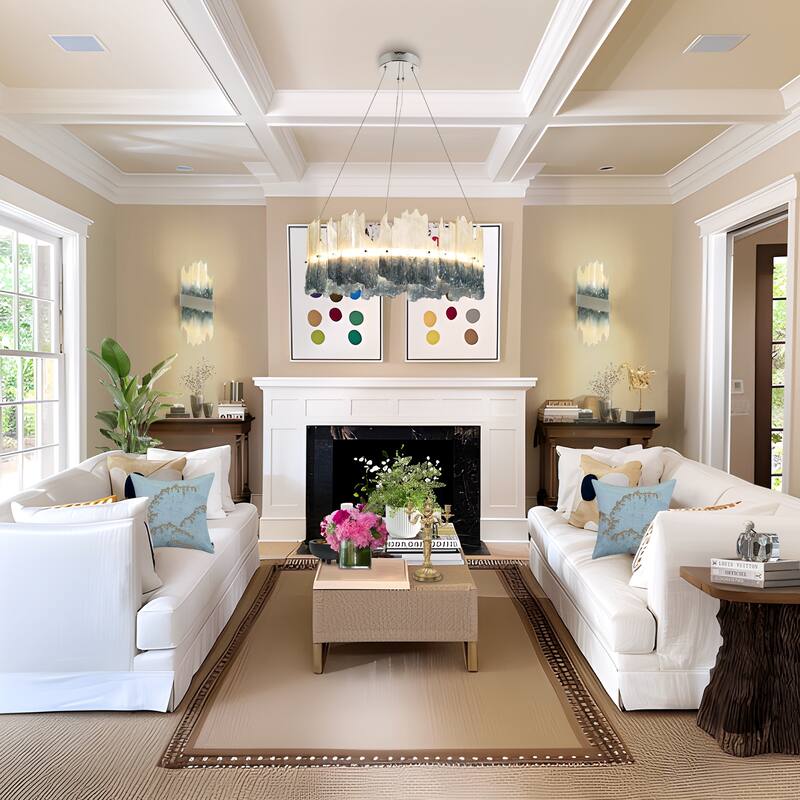 Modern 1-Light LED Drum Chandelier Art Coastal for Dining Living Room - Dia. 28.5" x H 12"
