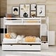 preview thumbnail 3 of 29, Twin Over Full/Twin Bunk Bed with Storage Shelves & Drawers, Wood Bunk Bed Frame with Safety Guardrails, Convertible Bottom Bed