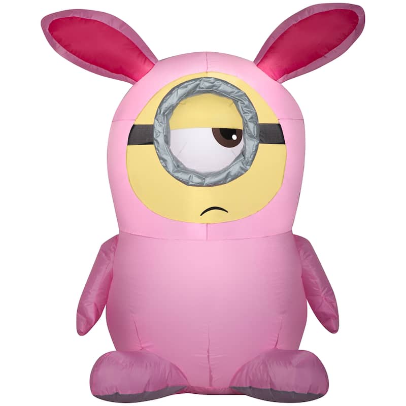 Gemmy Airblown Inflatable Stuart in Pink Bunny Suit, 3.5 ft Tall