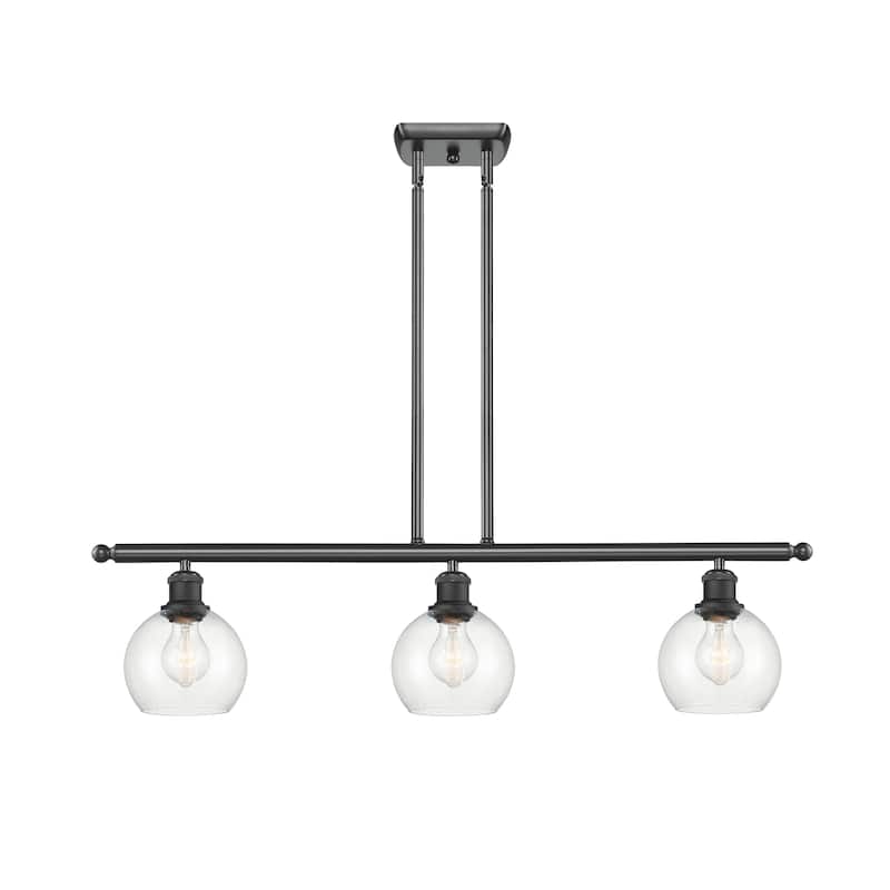 Innovations Lighting Athens 3 Light 36" Island Light - 6" Shade - Clear/Matte Black
