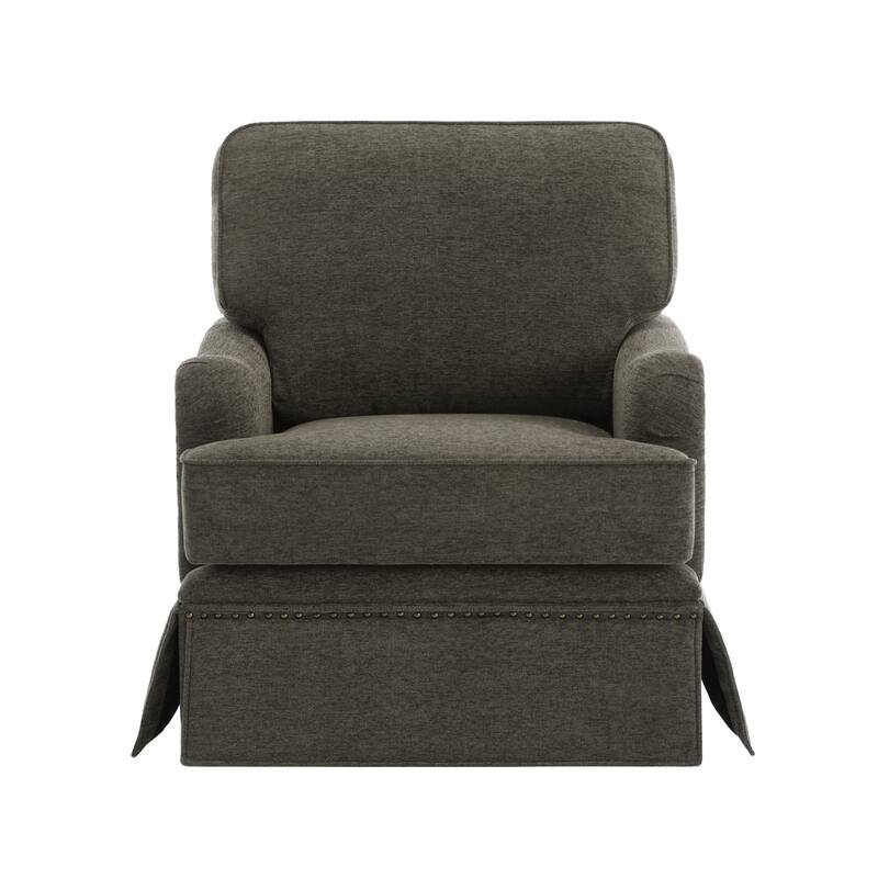 Modern Chenille Swivel Armchair and Storage Ottoman