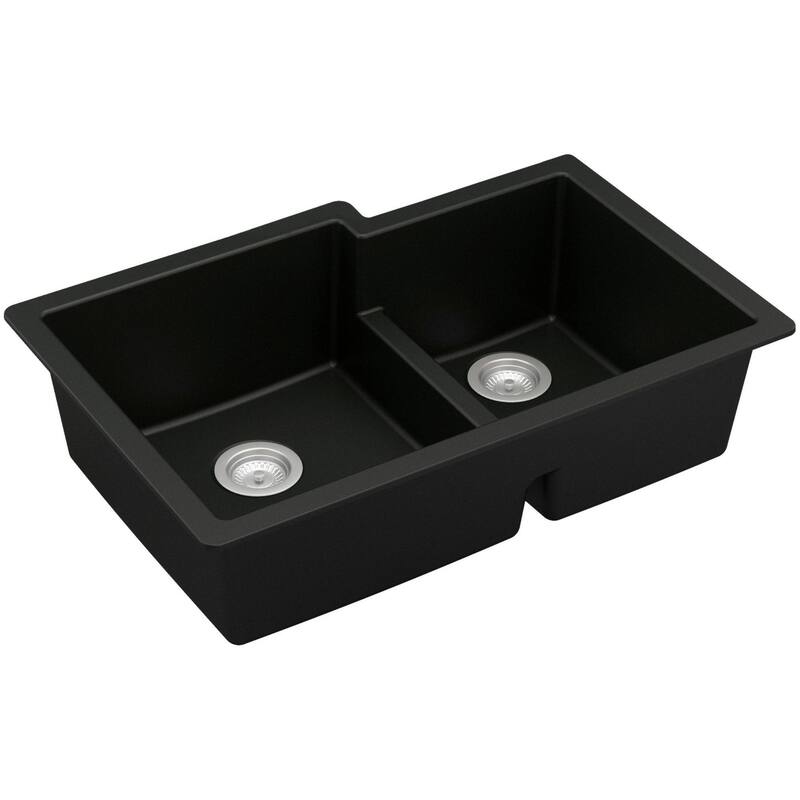 Karran USA QU-811 Quartz QU 32" Undermount Double Basin Quartz - Black