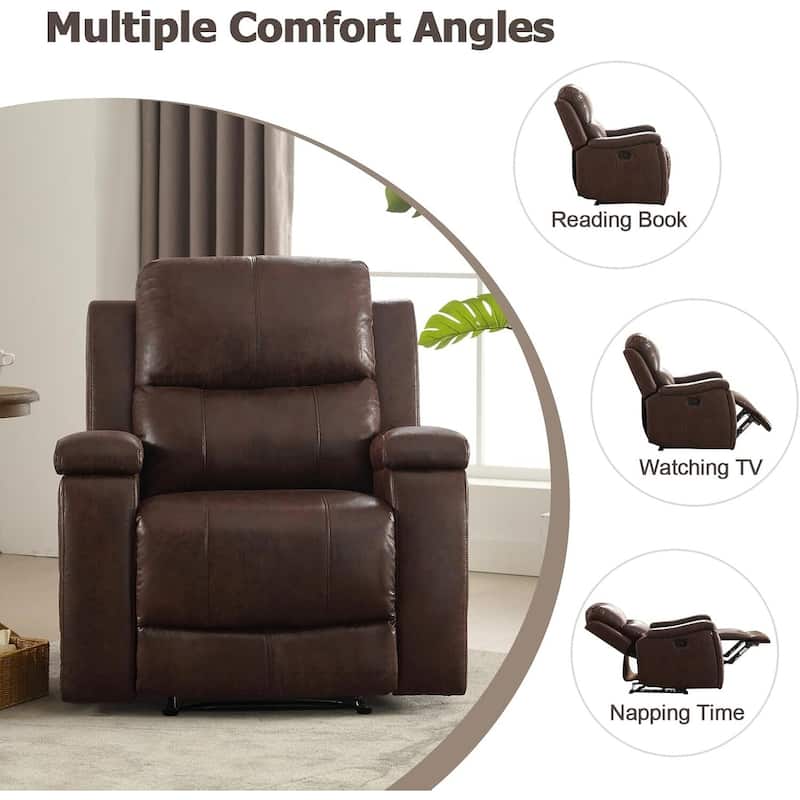 Manual reclining chair with soft and comfortable cushions