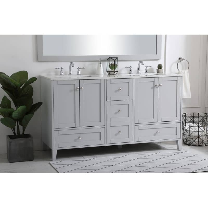 Elegant Lighting Sommerville 60" Free Standing Double Basin Vanity Set