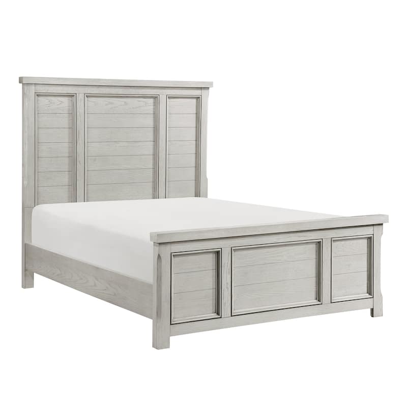 3pc Bedroom Furniture Light Gray Bed Chest Nightstand Set Wooden Classic