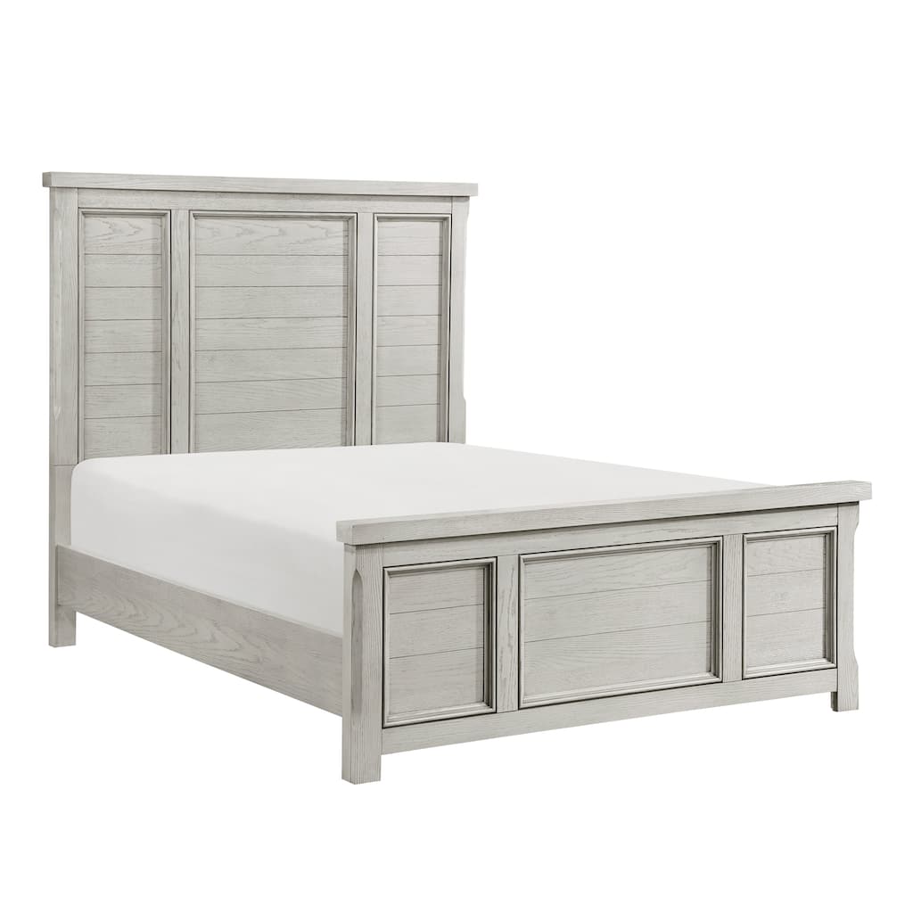 Classic Light Gray Finish 1pc Panel Bed Wooden Furniture