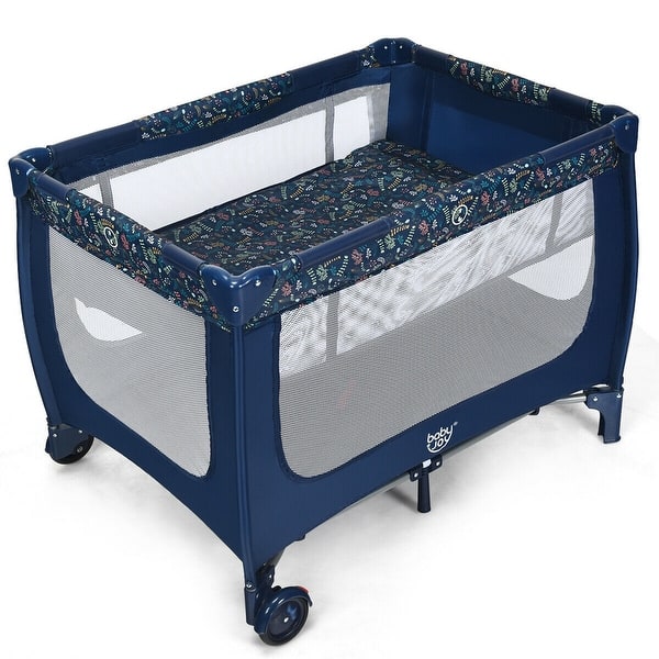 slide 2 of 10, Gymax Portable Baby Playard Playpen Nursery Center w/ Mattress - See Details