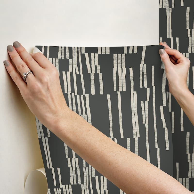 Koso Black and Taupe Premium Peel and Stick Wallpaper