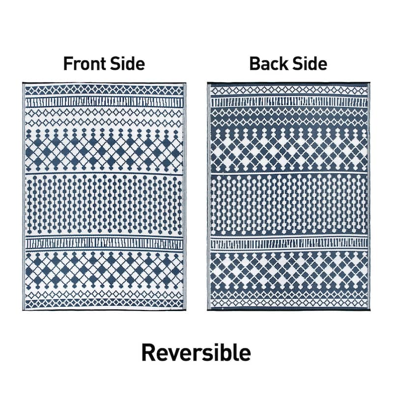 World Rug Gallery Contemporary Bohemian Geometric Reversible Recycled Plastic Outdoor Rugs