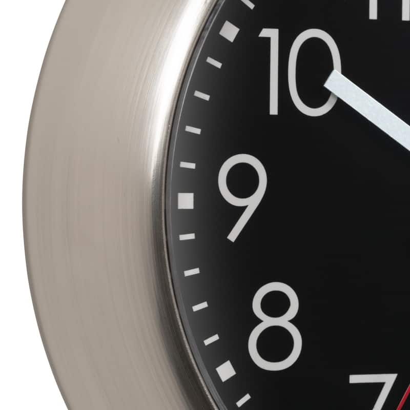 Equity by La Crosse 11-In Owen Silent Quartz Clock with Titanium finish