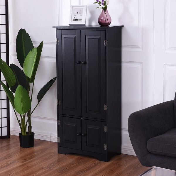 Shop Costway Accent Storage Cabinet Adjustable Shelves Antique 2 Door Floor Cabinet Black - Free ...