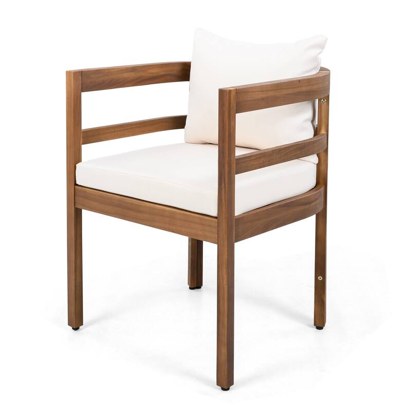 Christopher Knight Home - Harborlane Outdoor Acacia Wood 5-Piece Patio Dining Set with Cushioned Chairs