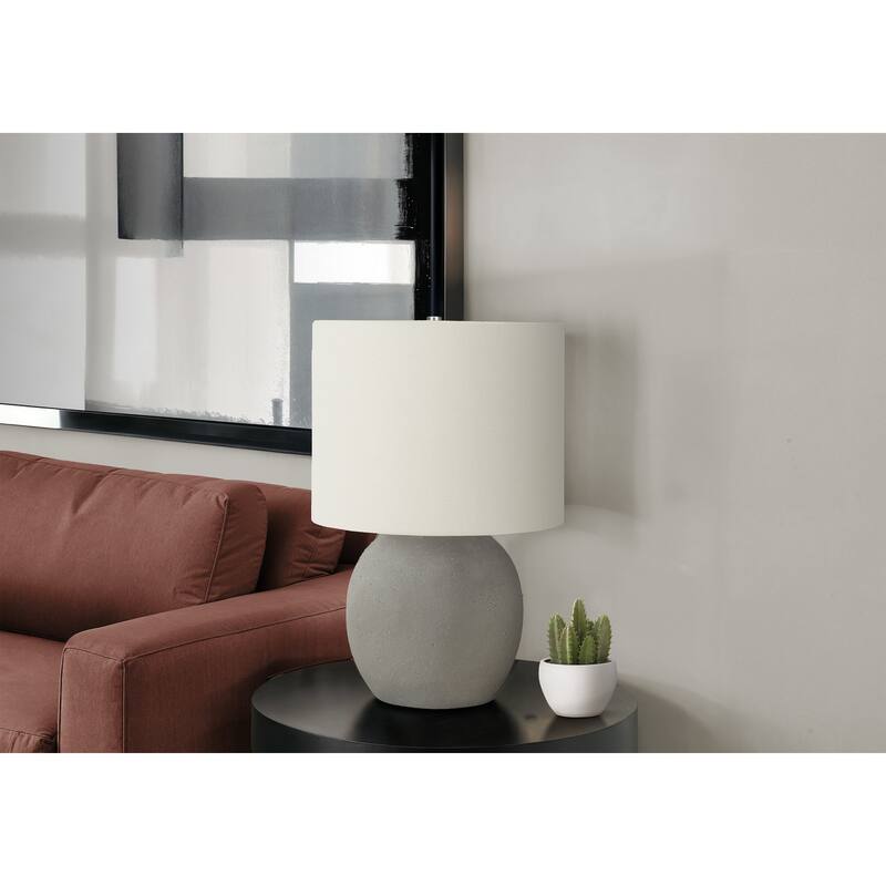 Lighting, 20"h, Table Lamp, Grey Concrete, Ivory / Cream Shade, Contemporary - Grey