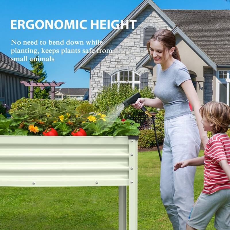 VEIKOUS 7.5 Cu.ft Galvanized Steel Raised Garden Bed, Large Outdoor Planter Box with Drainage Holes