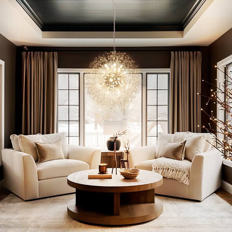 8/9/16-Light Modern Glam Linear Sputnik Globe Pendant Island Light Firework Starburst Crystal Chandelier with Crystal Beads