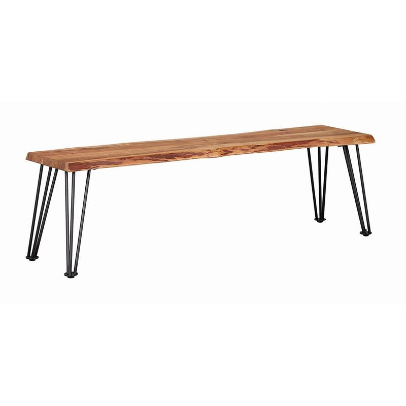 Sherman Natural Acacia and Gunmetal Dining Bench - Single - Natural Acacia - Short