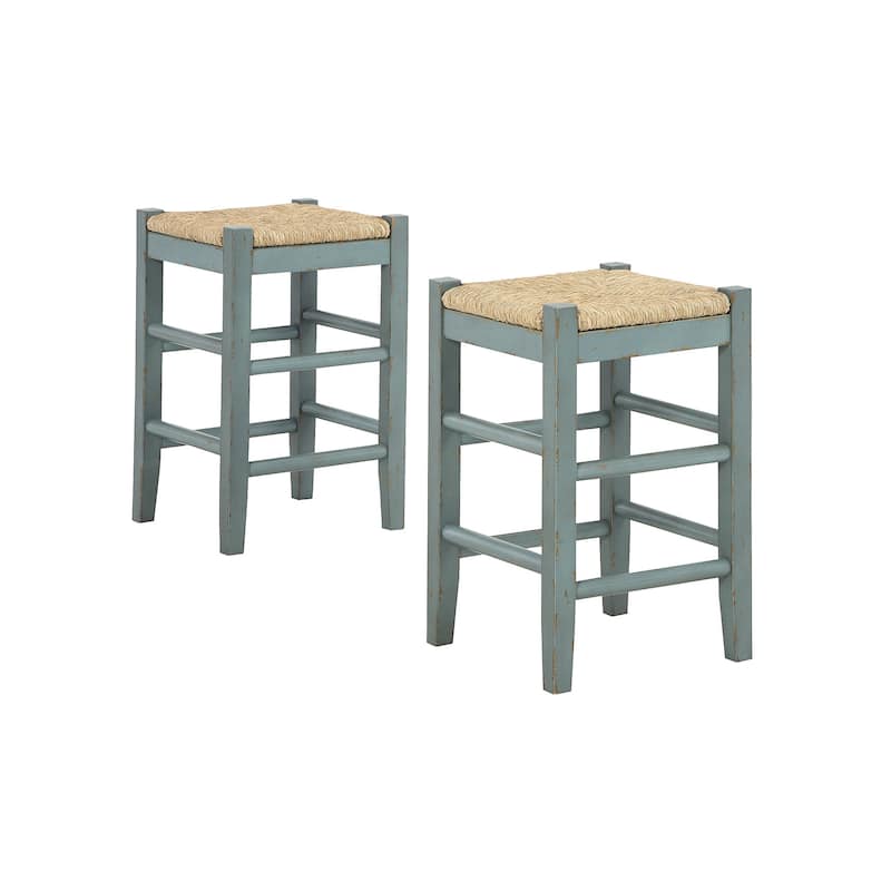 Ashley Furniture Mirimyn Teal Stool (Set of 2) - 15"W x 15"D x 24"H