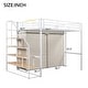 preview thumbnail 6 of 10, Space-saving Design Metal Loft Bed with Wardrobe and Storage Shelves, Full Size, White