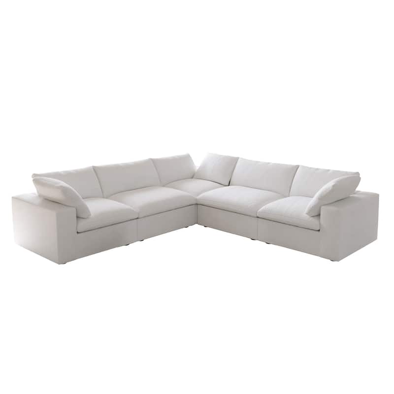 Living Room Sofa V-shaped Linen Modular Sofa Multiple Cushions Corner Couch