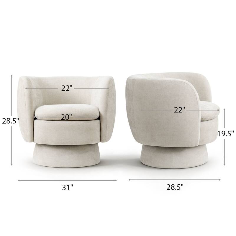Modern Upholstered Swivel Barrel Accent Chair with Curved Back