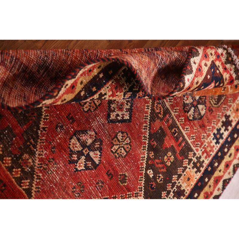 Vegetable Dye Animals Tribal Qashqai Persian Antique Rug - 3'3"x 5'6"