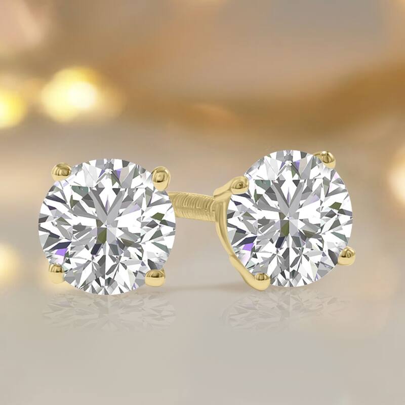 Marquee Lab Grown 1.25 Carat Total Weight Diamond Solitaire Earrings in 14K Yellow Gold