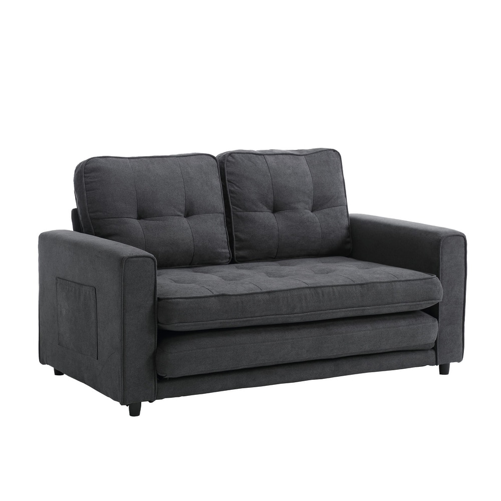 Velvet Upholstered Tufted Space saving Fold Sleeper Sofabed