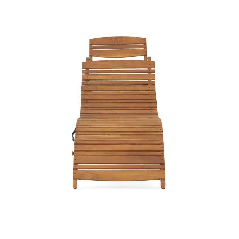 Hanie Foldable Chaise Lounger, Outdoor, Open Slatted in Brown Acacia Wood