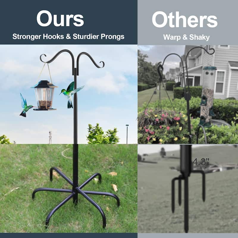 Heavy Duty Shepherd Hooks Metal Garden Bird Feeder Hanging with7 Prongs Set of 2