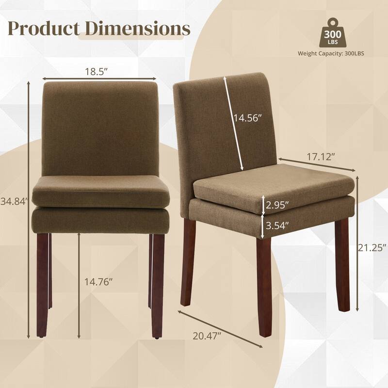 Upholstered Dining Chairs, Modern Dining Room Chairs Set of 2 with Thick Padded Cushion Seat, Linen Fabric Kitchen Dining Chairs
