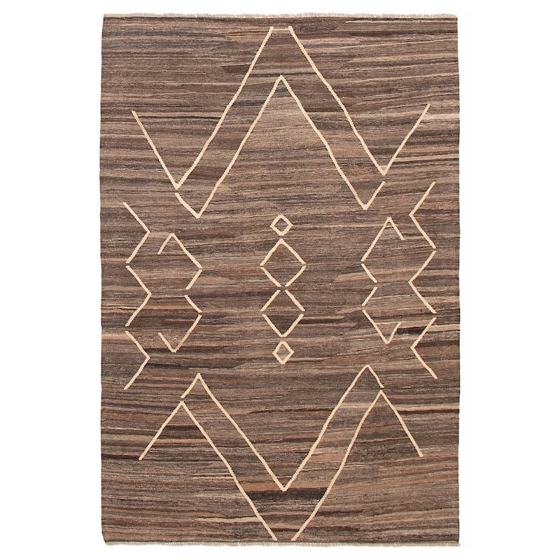Sivas Brown Kilim 6'8" x 9'8" - 6'8 x 9'8 - Dark Brown - 6'8 x 9'8