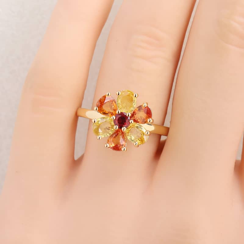 Miadora Multi-Gem Floral Ring Sterling Silver