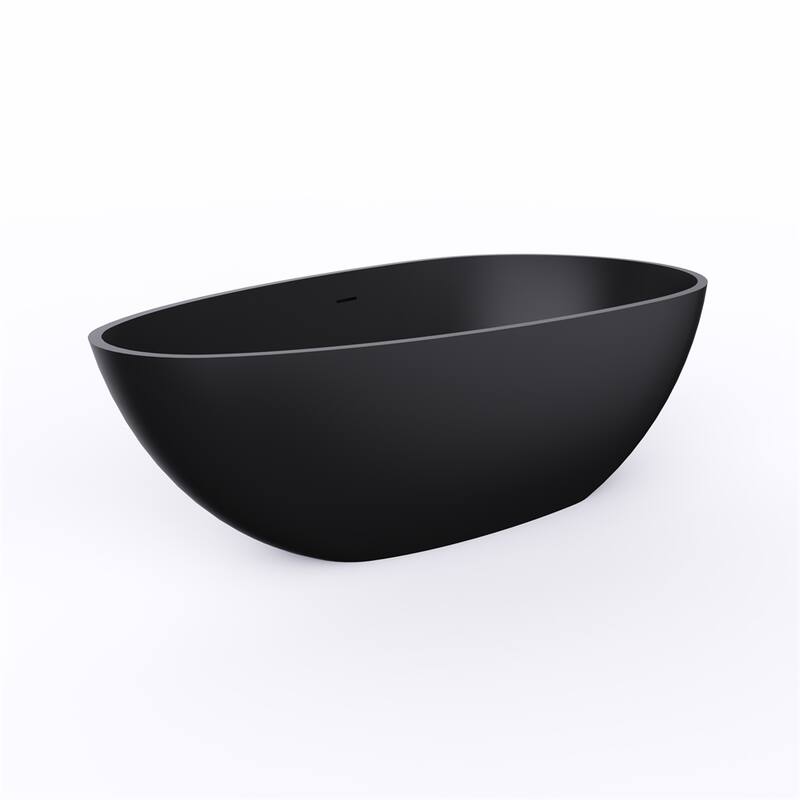51" Freestanding Solid Surface Deep Soaking Bathroom Bathtub w/Seat