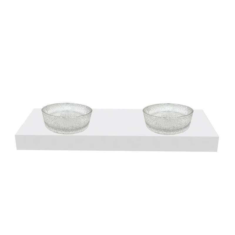 Stadium 16" & 14" Round Decorative Crystal Vessel Sinks With White Base