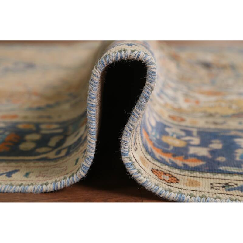 Hand Knotted Oriental 100% Wool Carpet Traditional Geometric Brown Tabriz Area Rug - 11' 0'' X 7' 11''