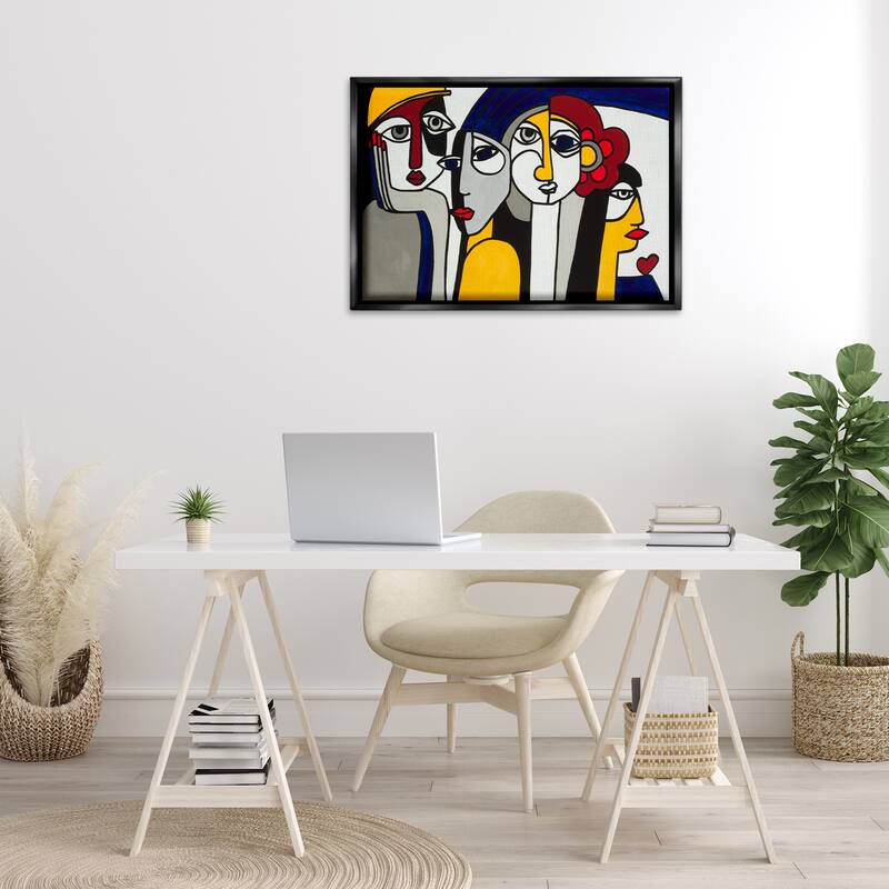 Stupell Primary Hues Faces Portrait Framed Floater Canvas Wall Art Design By Ruth Fromstein